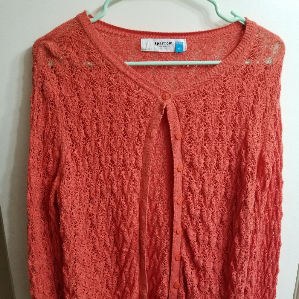 Knit orange cardigan sweater